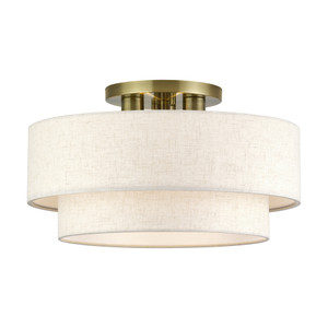 Manorwood 3 Light Antique Brass Large Semi-Flush (41945-01)