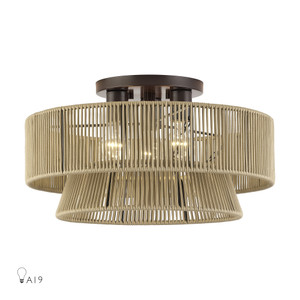 Florell 3 Light English Bronze Large Semi-Flush (53167-92)