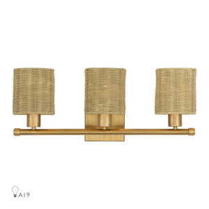 Weavington 3 Light Antique Gold Leaf Vanity Sconce (13703-48)
