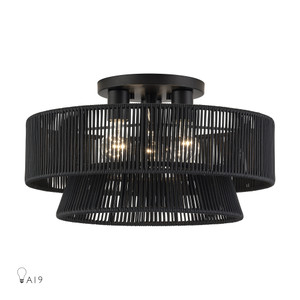 Florell 3 Light Black Large Semi-Flush (60256-04)
