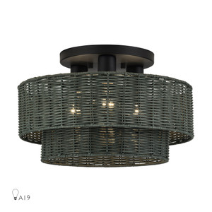 Weavington 3 Light Black Large Semi-Flush (60118-04)