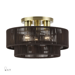 Acordia 3 Light Antique Brass Large Semi-Flush (49133-01)