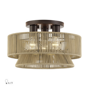Florell 3 Light English Bronze Large Semi-Flush (53166-92)