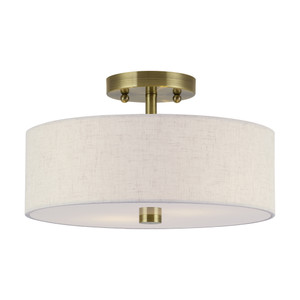 Monroe 2 Light Antique Brass Medium Semi-Flush (52134-01)