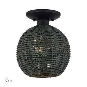 Deluna 1 Light Black Small Semi-Flush (60156-04)