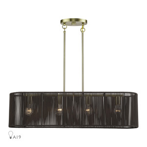 Acordia 4 Light Antique Brass Large Linear Chandelier (49128-01)