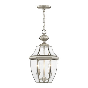 Monterey 2 Light Brushed Nickel Outdoor Pendant Lantern (2255-91) Monterey 2 Light Brushed Nickel Outdoor Pendant Lantern (2255-91)