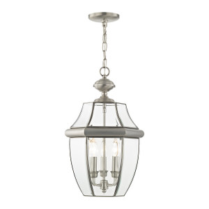 Monterey 3 Light Brushed Nickel Outdoor Pendant Lantern (2355-91) Monterey 3 Light Brushed Nickel Outdoor Pendant Lantern (2355-91)