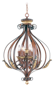 Villa Verona 6 Light Verona Bronze With Aged Gold Leaf Accents Foyer (8557-63) Villa Verona 6 Light Verona Bronze With Aged Gold Leaf Accents Foyer (8557-63)