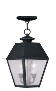 Mansfield 2 Light Black Outdoor Pendant Lantern (2167-04) Mansfield 2 Light Black Outdoor Pendant Lantern (2167-04)