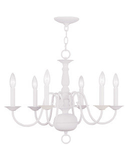 Williamsburgh 6 Light White Chandelier (5006-03) Williamsburgh 6 Light White Chandelier (5006-03)