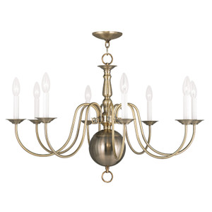 Williamsburgh 8 Light Antique Brass Chandelier (5007-01) Williamsburgh 8 Light Antique Brass Chandelier (5007-01)