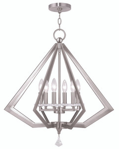 Diamond 6 Light Brushed Nickel Chandelier (50666-91) Diamond 6 Light Brushed Nickel Chandelier (50666-91)
