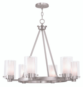 Manhattan 6 Light Brushed Nickel Chandelier (50676-91) Manhattan 6 Light Brushed Nickel Chandelier (50676-91)