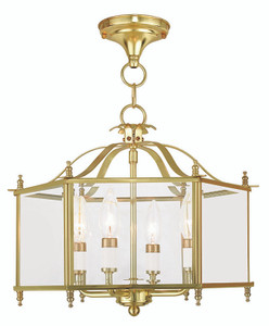 Livingston 4 Light Polished Brass Convertible Pendant/Ceiling Mount (4398-02) Livingston 4 Light Polished Brass Convertible Pendant/Ceiling Mount (4398-02)