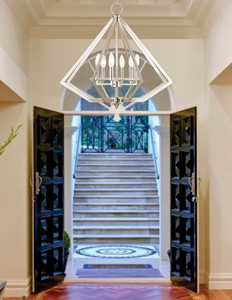 Diamond 6 Light Polished Nickel Chandelier (50666-35) Diamond 6 Light Polished Nickel Chandelier (50666-35)
