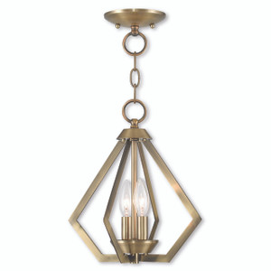 Prism 2 Light Antique Brass Convertible Mini Chandelier/Ceiling Mount (40922-01) Prism 2 Light Antique Brass Convertible Mini Chandelier/Ceiling Mount (40922-01)