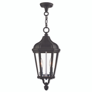 Morgan 2 Light Textured Black Outdoor Pendant Lantern (76189-14)