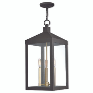 Nyack 3 Light Bronze Outdoor Pendant Lantern (20587-07)