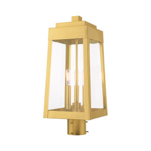 Oslo 3 Light Satin Brass Outdoor Post Top Lantern (20856-12)