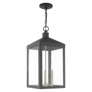 Nyack 3 Light Scandinavian Gray Outdoor Pendant Lantern (20587-76)