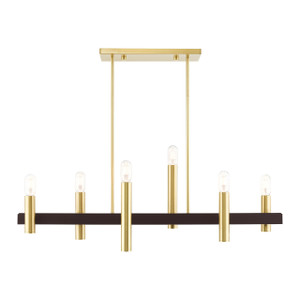 Helsinki 6 Light Satin Brass With Bronze Accents Chandelier (46866-12) Helsinki 6 Light Satin Brass With Bronze Accents Chandelier (46866-12)