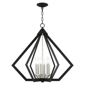 Prism 6 Light Black With Brushed Nickel Cluster Chandelier (40926-04) Prism 6 Light Black With Brushed Nickel Cluster Chandelier (40926-04)
