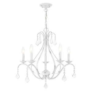 Caterina 5 Light Antique White With Clear Crystals Chandelier (40845-60) Caterina 5 Light Antique White With Clear Crystals Chandelier (40845-60)