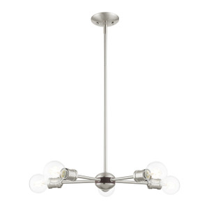 Lansdale 5 Light Brushed Nickel With Bronze Accents Chandelier (46135-91) Lansdale 5 Light Brushed Nickel With Bronze Accents Chandelier (46135-91)