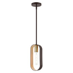 Ravena 1 Light Bronze With Antique Brass Accents Pendant (45761-07) Ravena 1 Light Bronze With Antique Brass Accents Pendant (45761-07)