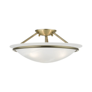 Newburgh 3 Light Semi-Flush In Antique Brass (4824-01) Newburgh 3 Light Semi-Flush In Antique Brass (4824-01)