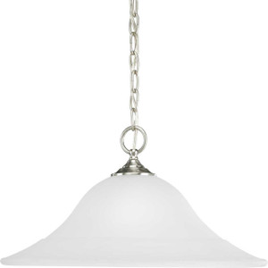 Trinity Collection One-Light Brushed Nickel Etched Glass Traditional Pendant Light (P5095-09) Trinity Collection One-Light Brushed Nickel Etched Glass Traditional Pendant Light (P5095-09)
