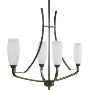 Wisten Collection Four-Light Antique Bronze Etched Glass Modern Chandelier Light (P4435-20) Wisten Collection Four-Light Antique Bronze Etched Glass Modern Chandelier Light (P4435-20)