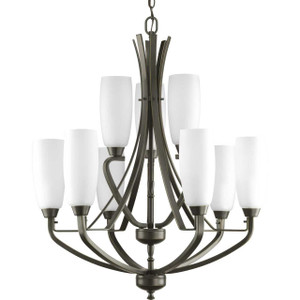 Wisten Collection Nine-Light Antique Bronze Etched Glass Modern Chandelier Light (P4439-20) Wisten Collection Nine-Light Antique Bronze Etched Glass Modern Chandelier Light (P4439-20)