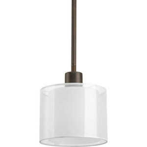 Invite Collection One-Light Antique Bronze White Mylar Shade New Traditional Mini-Pendant Light (P5110-20)