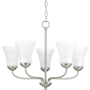 Classic Collection Five-Light Brushed Nickel Etched Glass Traditional Chandelier Light (P4770-09) Classic Collection Five-Light Brushed Nickel Etched Glass Traditional Chandelier Light (P4770-09)