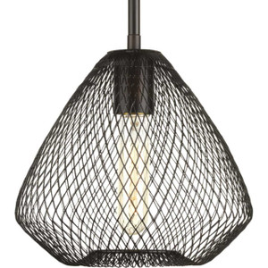 Mesh Collection One-Light Antique Bronze Farmhouse Pendant Light (P5337-20)
