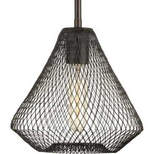Mesh Collection One-Light Antique Bronze Farmhouse Pendant Light (P5338-20)
