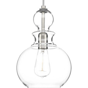 Staunton Collection One-Light Brushed Nickel Clear Glass Global Pendant Light (P5334-09) Staunton Collection One-Light Brushed Nickel Clear Glass Global Pendant Light (P5334-09)