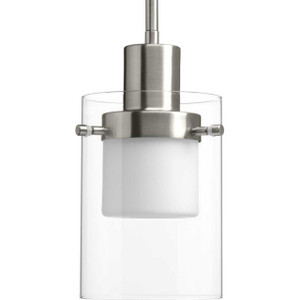 Moderna LED Collection Brushed Nickel Clear Glass Mid-Century Modern Pendant Light (P500000-009-30)