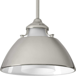 Carbon Collection One-Light Polished Nickel Etched White Glass Mid-Century Modern Pendant Light (P500013-104) Carbon Collection One-Light Polished Nickel Etched White Glass Mid-Century Modern Pendant Light (P500013-104)