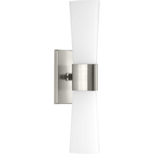 Zura Collection Two-Light Brushed Nickel Etched Opal Glass Modern Bath Vanity Light (P300062-009)