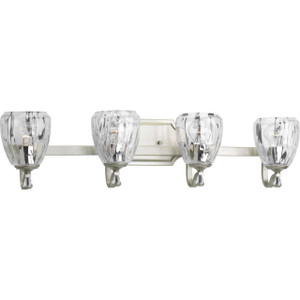 Anjoux Collection Four-Light Silver Ridge Clear Water Glass Luxe Bath Vanity Light (P300119-134) Anjoux Collection Four-Light Silver Ridge Clear Water Glass Luxe Bath Vanity Light (P300119-134)