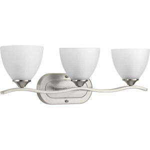 Laird Collection Three-Light Brushed Nickel Etched Glass Traditional Bath Vanity Light (P300097-009) Laird Collection Three-Light Brushed Nickel Etched Glass Traditional Bath Vanity Light (P300097-009)