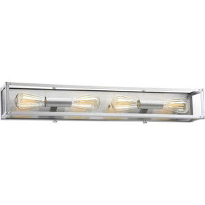 Union Square Collection Four-Light Stainless Steel Clear Glass Coastal Bath Vanity Light (P300136-135) Union Square Collection Four-Light Stainless Steel Clear Glass Coastal Bath Vanity Light (P300136-135)