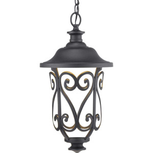 Leawood LED 1 Light Hanging Lantern in Textured Black (P550037-031-30)