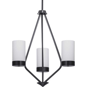 Elevate Collection Three-Light Matte Black Etched White Glass Mid-Century Modern Chandelier Light (P400021-031) Elevate Collection Three-Light Matte Black Etched White Glass Mid-Century Modern Chandelier Light (P400021-031)