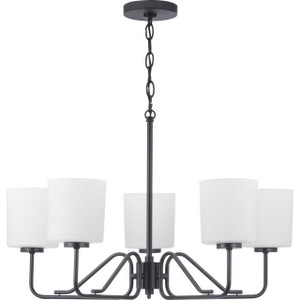 Tobin Collection Five-Light Matte Black Etched White Glass Modern Chandelier Light (P400182-031) Tobin Collection Five-Light Matte Black Etched White Glass Modern Chandelier Light (P400182-031)