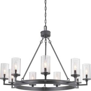 Gresham Collection Nine-Light Graphite Clear Seeded Glass Farmhouse Chandelier Light (P400165-143) Gresham Collection Nine-Light Graphite Clear Seeded Glass Farmhouse Chandelier Light (P400165-143)