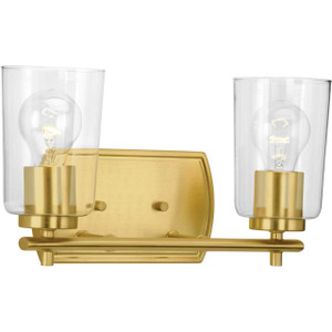 Adley Collection Two-Light Satin Brass Clear Glass New Traditional Bath Vanity Light (P300155-012) Adley Collection Two-Light Satin Brass Clear Glass New Traditional Bath Vanity Light (P300155-012)